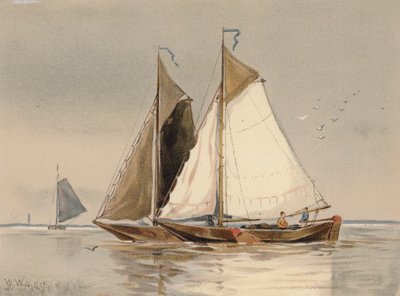 Nizozemské lahvárny na Šeldě (barevná litografie) od Walter William May