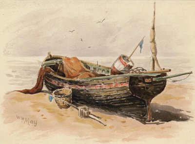 Francouzský rybářský člun (barevná litografie) od Walter William May