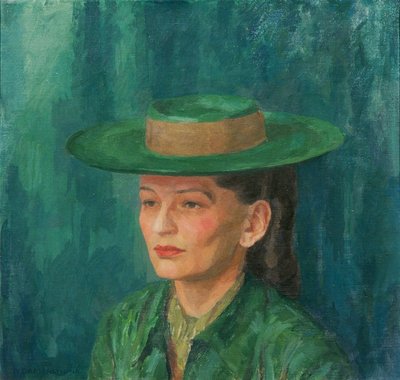 Grete Gamerith mit grünem Hut od Walther Gamerith
