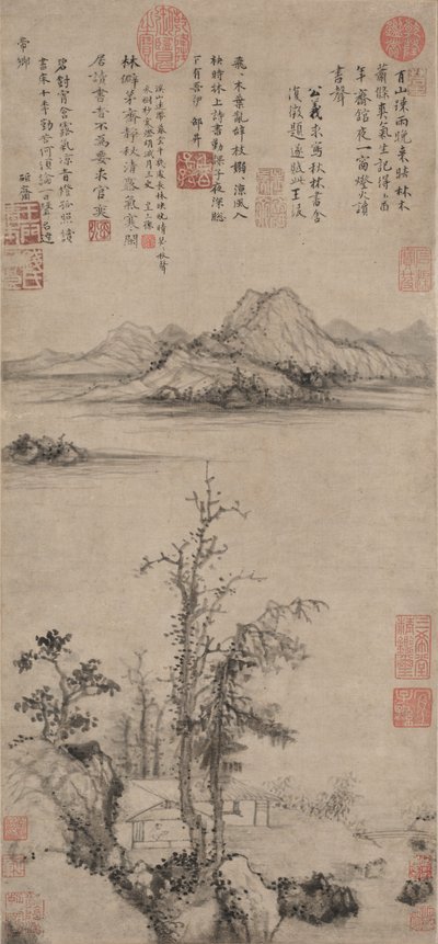 Útočiště učenců uprostřed podzimních stromů, dynastie Ming 1368-1644. od Wang Fu