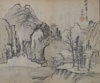 Krajina podle Wu Zhena 1280-1354, z Manuálu zahrady hořčičných semen z..., první vydání, 1679. od Wang Gai
