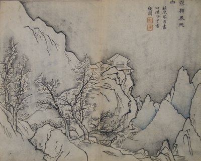Snowy Peaks Touching the Heavens, na způsob Snow-covered Inn od Jing..., první vydání, 1679. od Wang Gai