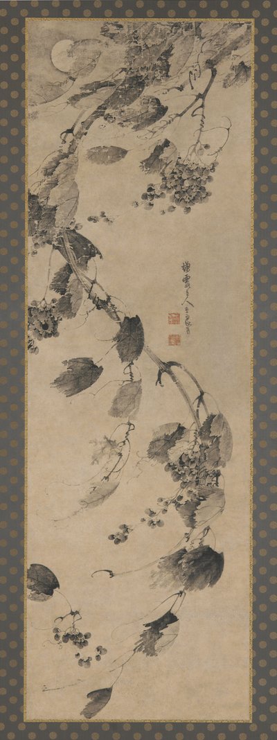 Vinná réva ve větru a měsíčním světle, dynastie Ming, 1368-1644. od Wang Liangchen