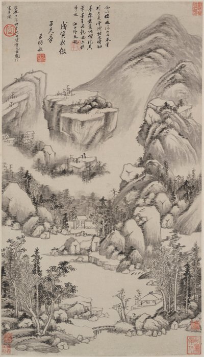 Krajina ve stylu Huang Gongwang od Wang Shimin