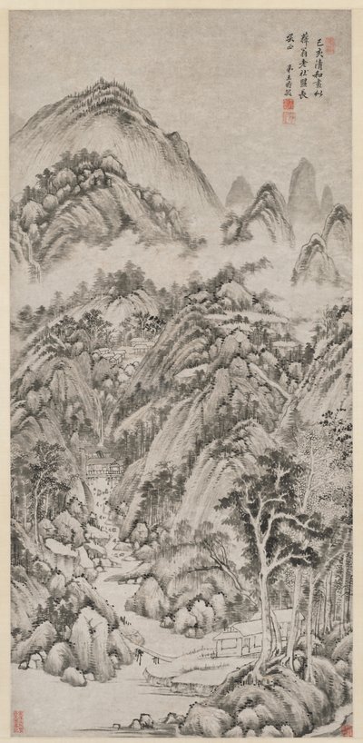 Horská vesnice v objetí léta, 1659. od Wang Shimin