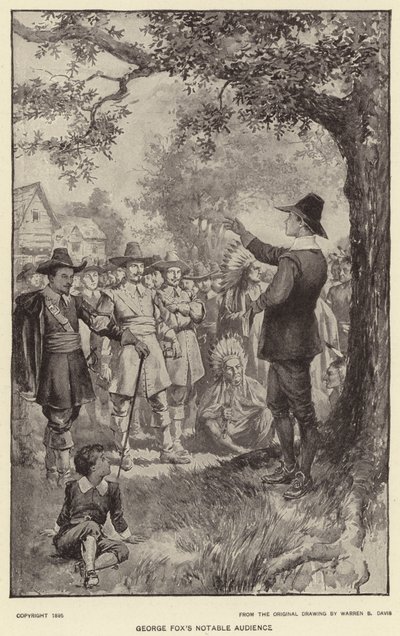 Pozoruhodné publikum George Foxe (litho) od Warren B. Davis