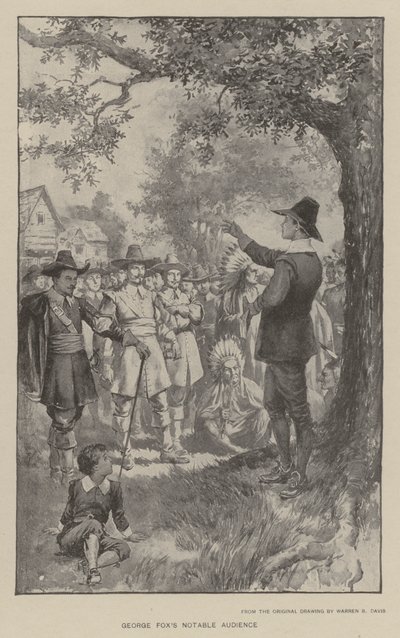 Pozoruhodné publikum George Foxe (litho) od Warren B. Davis