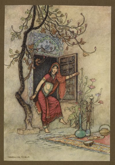 Deska 7: "Dívka ze zdi-Amirah." Lidové příběhy Bengálska ... S 32 barevnými ilustracemi od Warwicka Goblea (Edice de luxe) od Warwick Goble