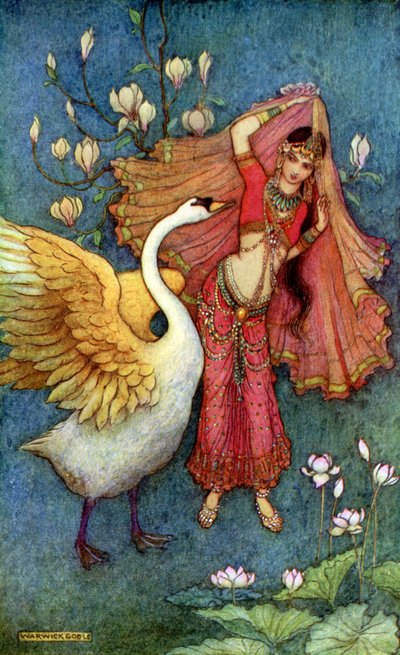 Princezna Dayamanti a labutí posel od Warwick Goble