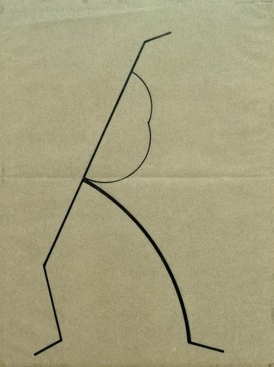 Analytická kresba založená na fotografiích tančící Palucca, rovné linie směřující vzhůru na základě jednoduchých křivek od Wassily Kandinsky