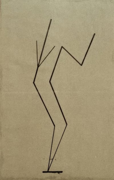 Analytická kresba na základě fotografií tančícího Palucca, paralelní konstrukce z jednoho bodu níže od Wassily Kandinsky