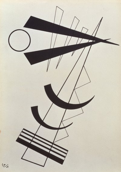 Zdůrazněné závaží v černé a bílé od Wassily Kandinsky