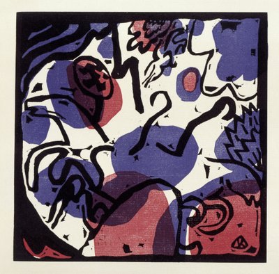 Drei Reiter in Rot, Blau und Schwarz (Illustration 20 aus: "Klänge", Einzelblatt) od Wassily Kandinsky