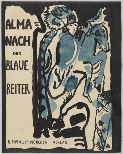 Konečný návrh obálky almanachu Der Blaue Reiter od Wassily Kandinsky