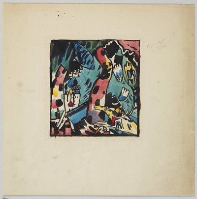 Návrh na barevný dřevoryt "Archer" od Wassily Kandinsky