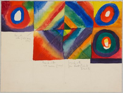 Barevné studie s informacemi o technice malby od Wassily Kandinsky