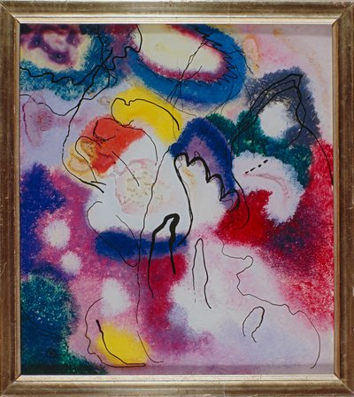 Skleněný obraz s červenou skvrnou od Wassily Kandinsky