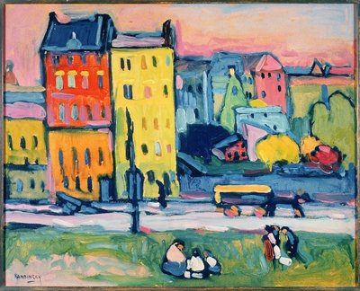 Domy v Mnichově, 1908 (olej na kartonu) od Wassily Kandinsky
