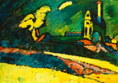 Murnau - Krajina s kostelem I od Wassily Kandinsky