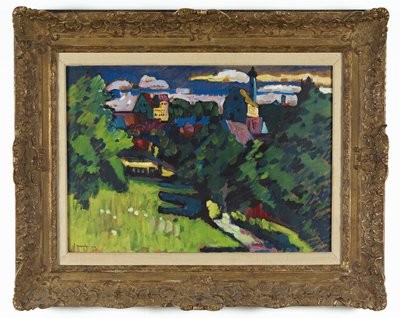 Murnau - pohled s hradem, kostelem a železnicí od Wassily Kandinsky