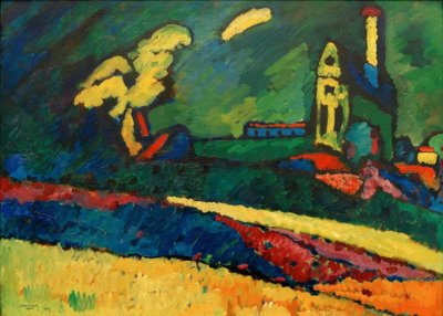 Murnau - Krajina s kostelem I. od Wassily Kandinsky