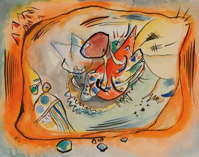 Skica pro malování s oranžovým okrajem od Wassily Kandinsky