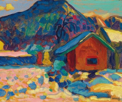 Zimní studie s horou. 1908 od Wassily Kandinsky