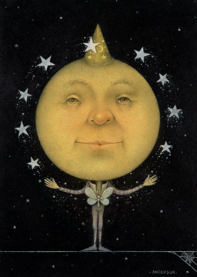 Žonglování s úplňkem (tužka a pastelky na papíře) (pár 150067) od Wayne Anderson