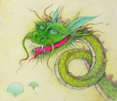 Drak s modrýma ušima, 2000 (kombinovaná technika) od Wayne Anderson