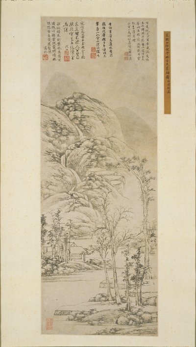 Starověké stromy a šedé mlhy, 1530. od Wen Zhengming