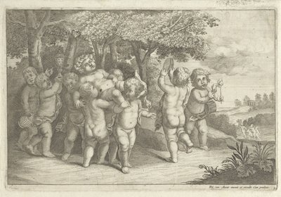 Chlapci, kteří tvoří hudbu a tančí, nosí bakchant od Wenceslaus Hollar (rejected attribution)
