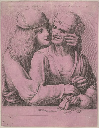 Mladý muž hladící starou ženu, 1646. od Wenceslaus Hollar