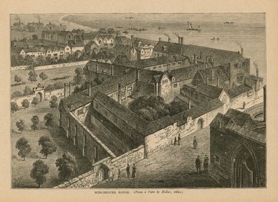 Letecký pohled na Winchester House od Wenceslaus Hollar