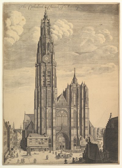 Antverpská katedrála (Pohled na věž katedrálního kostela) od Wenceslaus Hollar
