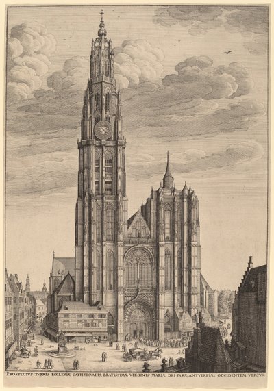 Antverpská katedrála od Wenceslaus Hollar