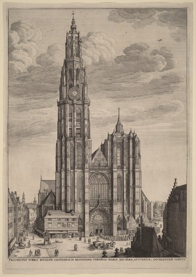 Antverpská katedrála od Wenceslaus Hollar