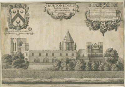 Burton-upon-Trent Abbey: mědirytina, 1661 od Wenceslaus Hollar