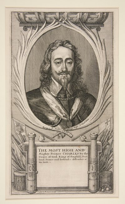 Karel I. a tábory jeho armády ve skotské válce (oříznutá verze: pouze portrét) od Wenceslaus Hollar
