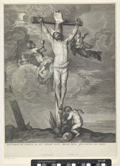 Kristus na kříži s anděly od Wenceslaus Hollar