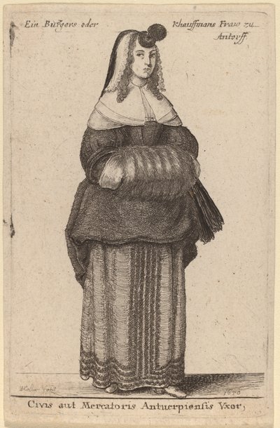 Manželka občana nebo obchodník z Antverp od Wenceslaus Hollar