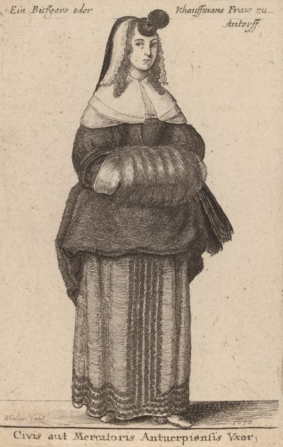 Manželka občana nebo obchodníka z Antverp, 1650 od Wenceslaus Hollar