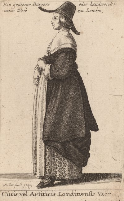 Manželka londýnského umělce nebo občana, 1643 od Wenceslaus Hollar