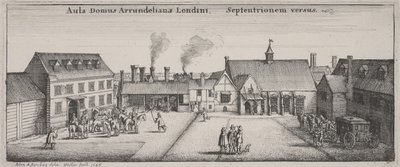 Nádvoří Arundel House od severu od Wenceslaus Hollar