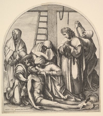 Sestup z kříže, po Holbein, 1640. od Wenceslaus Hollar