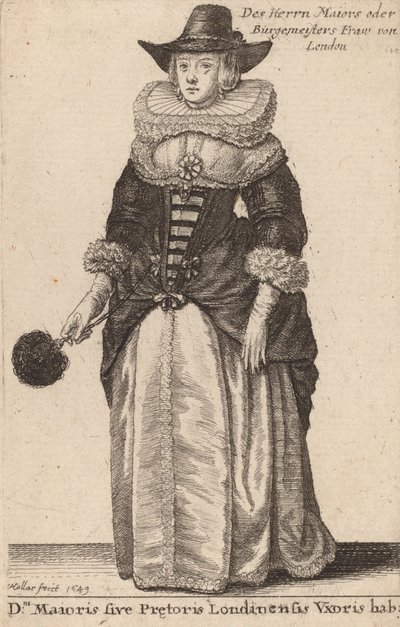 Manželka lorda starosty nebo prétora Londýna, 1649 od Wenceslaus Hollar