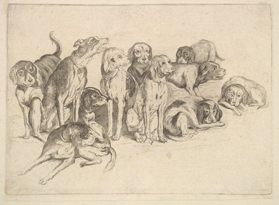 Jedenáct honičů, 1625-77. od Wenceslaus Hollar