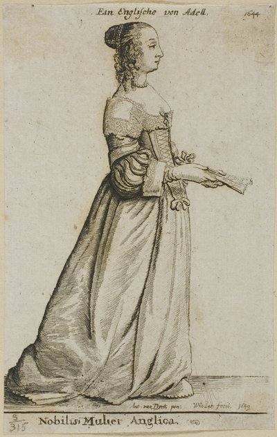 Anglická šlechtična od Wenceslaus Hollar