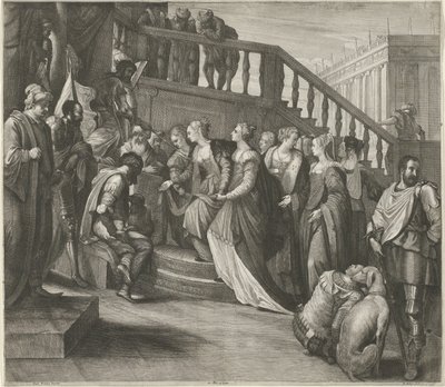 Ester před Ahasverem od Wenceslaus Hollar
