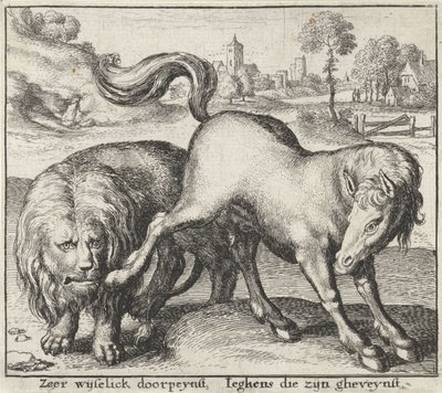 Bajka o lvu a hřebci Bajky (název série) od Wenceslaus Hollar