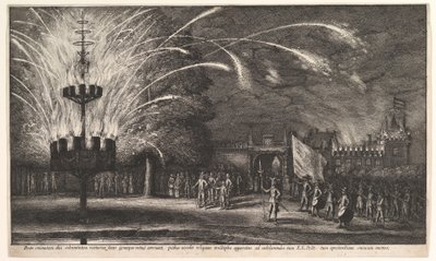 Ohňostroj v Hemissemu od Wenceslaus Hollar